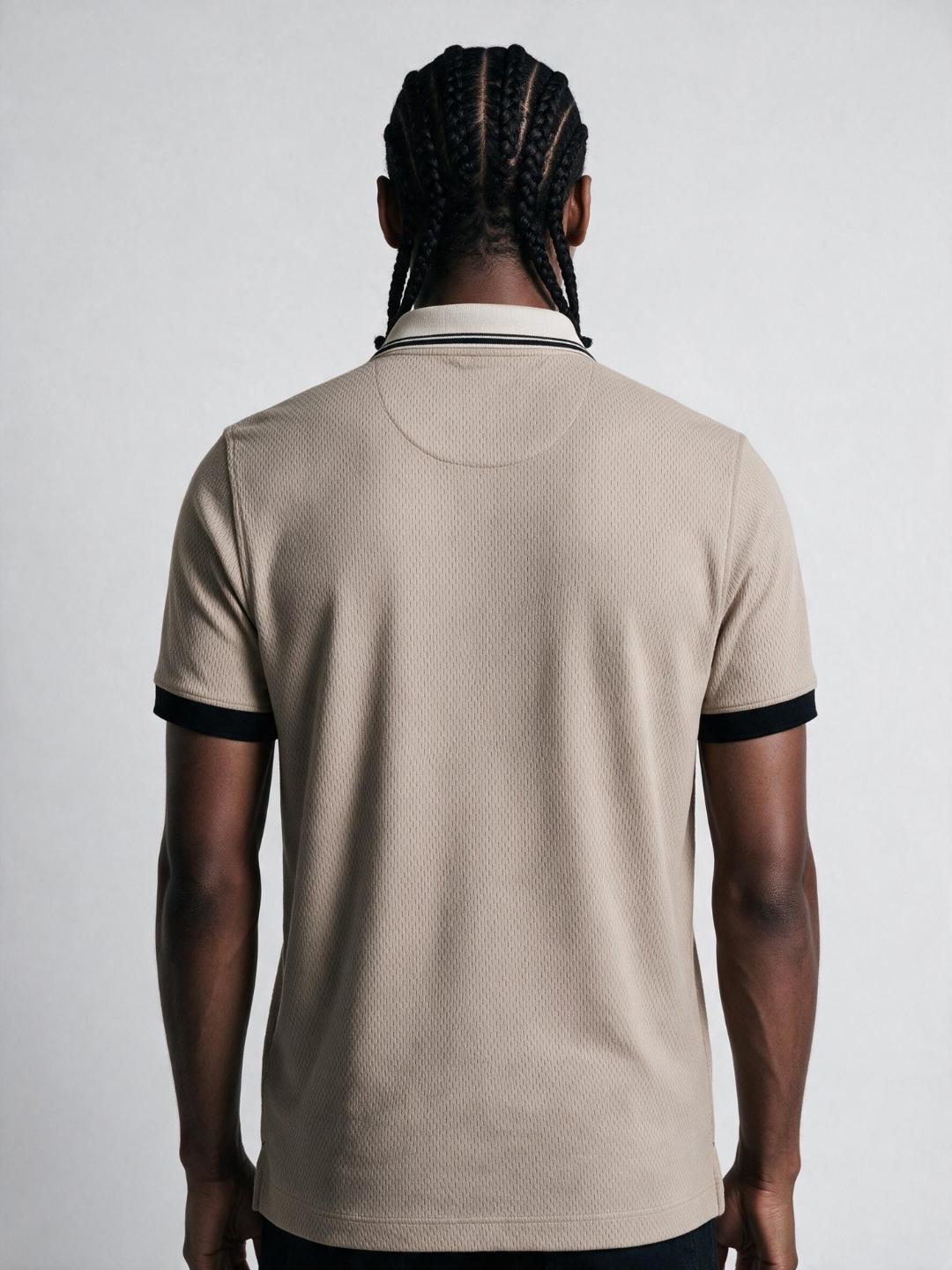True Religion Men Beige Solid Regular Fit Polo T-Shirt
