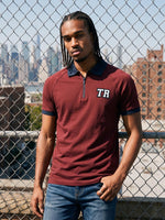 True Religion Men Wine Solid Regular Fit Cotton Polo T-Shirt