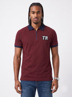 True Religion Men Wine Solid Regular Fit Cotton Polo T-Shirt