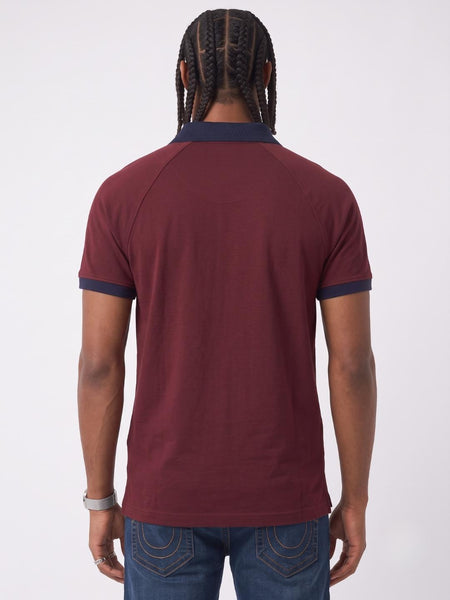 True Religion Men Wine Solid Regular Fit Cotton Polo T-Shirt