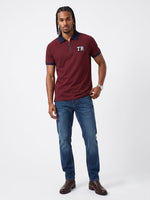 True Religion Men Wine Solid Regular Fit Cotton Polo T-Shirt