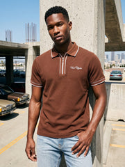 True Religion Men Rust Solid Regular Fit Polo T-Shirt