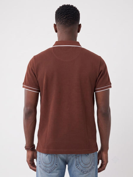 True Religion Men Rust Solid Regular Fit Polo T-Shirt