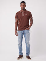 True Religion Men Rust Solid Regular Fit Polo T-Shirt