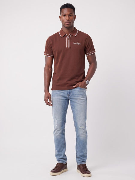 True Religion Men Rust Solid Regular Fit Polo T-Shirt