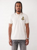 True Religion White Regular Fit Solid Pure Cotton Polo Tshirt