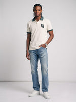 True Religion Off White Regular Fit Solid Pure Cotton Polo Tshirt