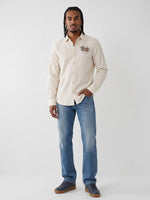 True Religion Men Off White Textured Regular Fit Shirt