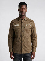 True Religion Men Khaki Graphic Regular Fit Shirt
