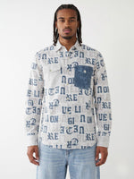 True Religion Off White Regular Fit Printed Pure Cotton Shirt