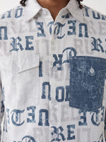True Religion Off White Regular Fit Printed Pure Cotton Shirt