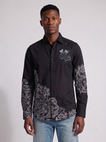 True Religion Men Black Regular Fit Printed Shirt