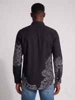 True Religion Men Black Regular Fit Printed Shirt