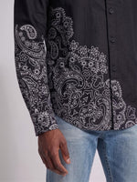 True Religion Men Black Regular Fit Printed Shirt