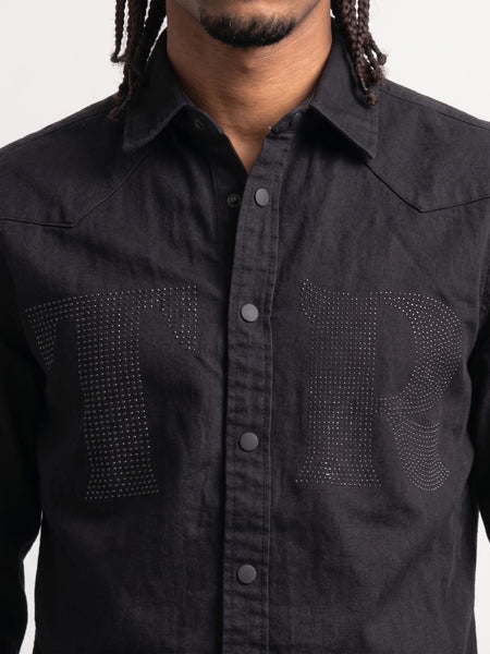 True Religion Men Black Embellished Regular Fit Shirt