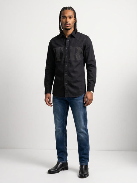 True Religion Men Black Embellished Regular Fit Shirt