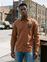 True Religion Men Orange Solid Regular Fit Cotton Shirt