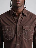 True Religion Men Brown Solid Regular Fit Shirt