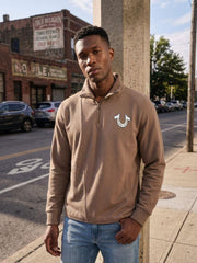 True Religion Men Light Brown Solid Regular Fit Sweatshirt