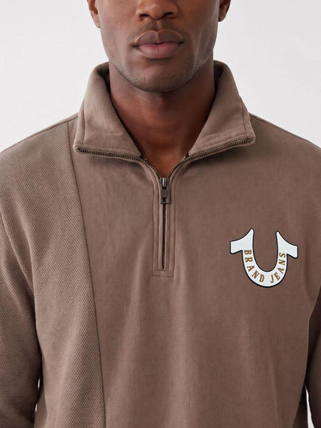 True Religion Men Light Brown Solid Regular Fit Sweatshirt