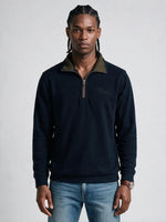 True Religion Men Navy Solid Regular Fit Sweatshirt