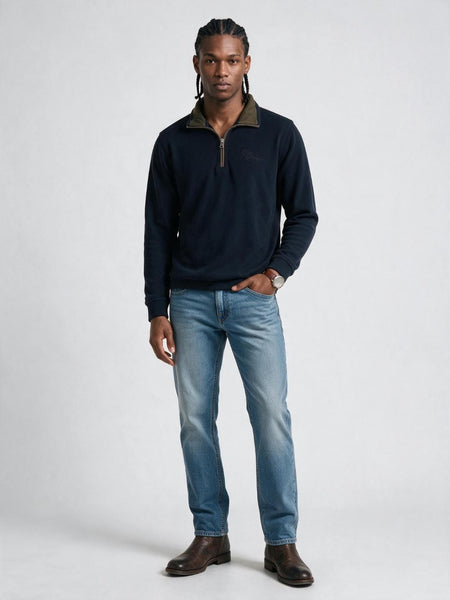 True Religion Men Navy Solid Regular Fit Sweatshirt