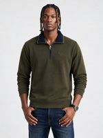 True Religion Men Olive Solid Regular Fit Sweatshirt
