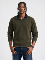 True Religion Men Olive Solid Regular Fit Sweatshirt