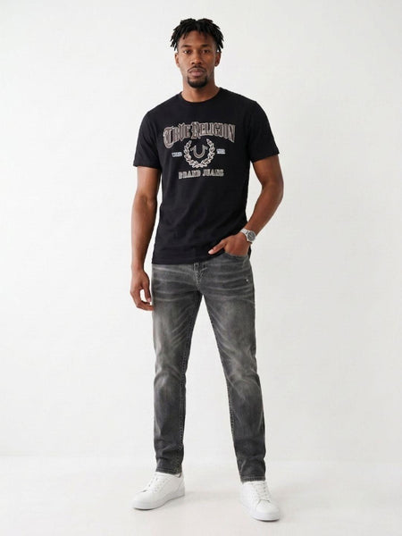 True Religion Black Regular Fit Graphic Cotton Tshirt