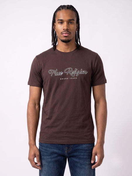 True Religion Coffee Regular Fit Solid Pure Cotton Tshirt