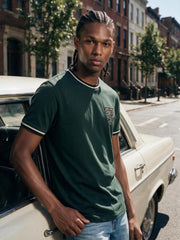 True Religion Men Green Regular Fit Solid T-Shirt