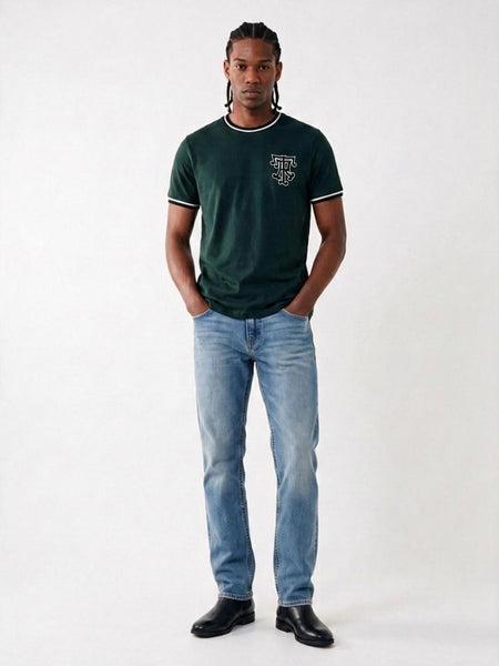 True Religion Men Green Regular Fit Solid T-Shirt