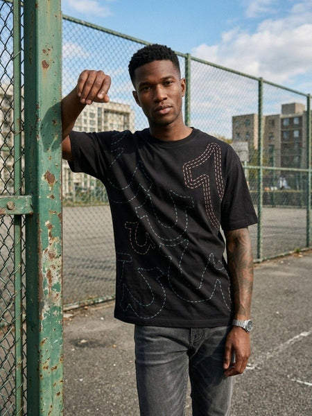 True Religion Black Boxy Fit Graphic Pure Cotton Tshirt