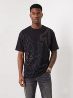 True Religion Black Boxy Fit Graphic Pure Cotton Tshirt