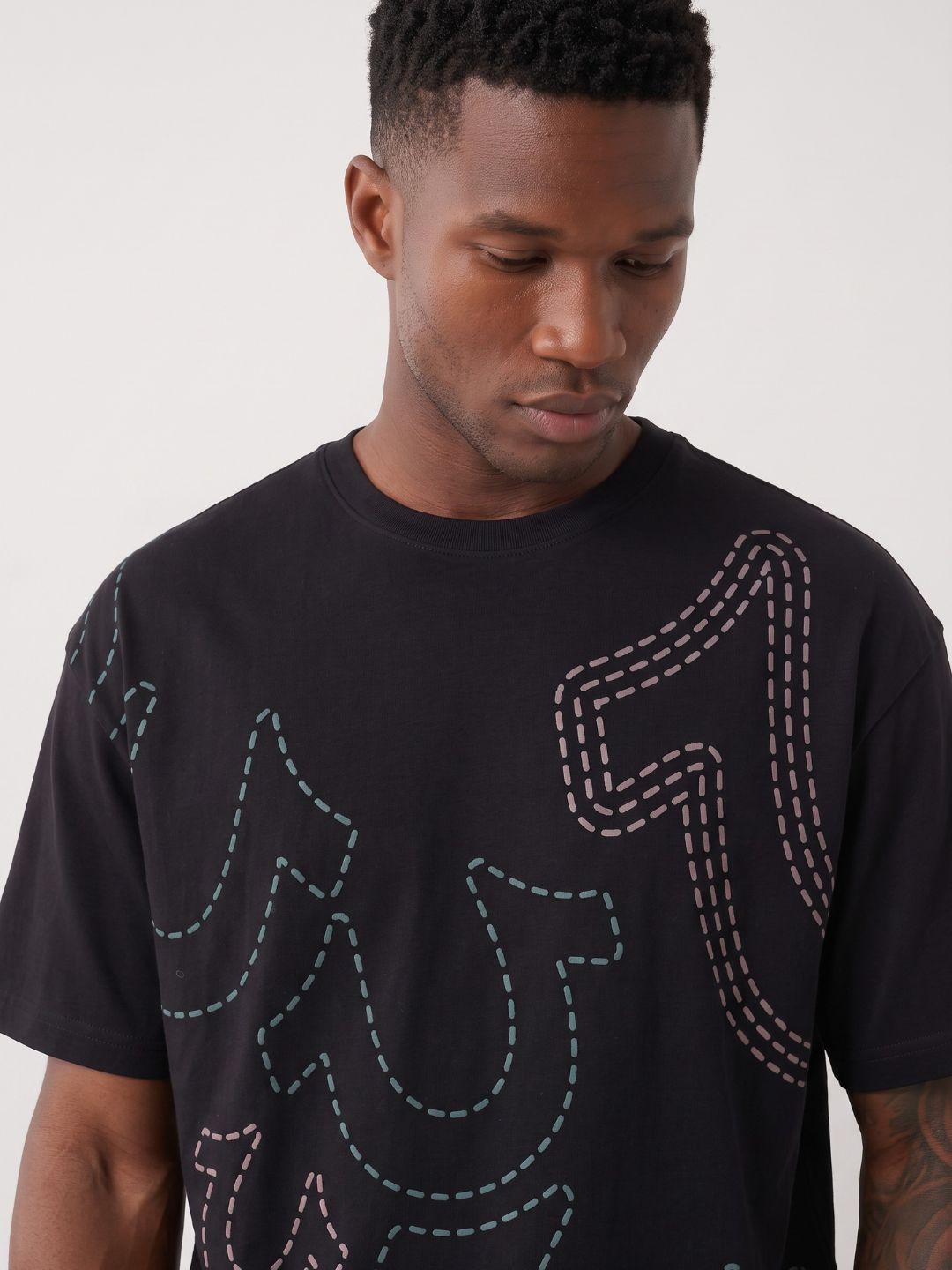 Black boxy fit graphic pure cotton tshirt
