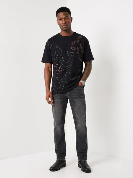True Religion Black Boxy Fit Graphic Pure Cotton Tshirt