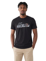 True Religion Men Black Regular Fit Graphic Pure Cotton Tshirt