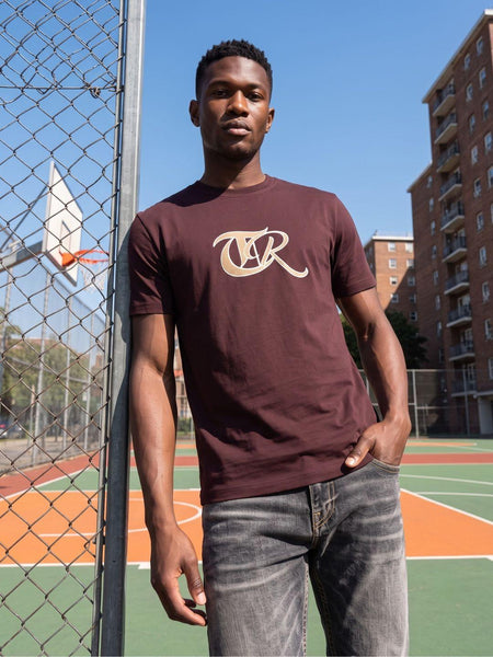 True Religion Burgudy Regular Fit Solid Pure Cotton Tshirt