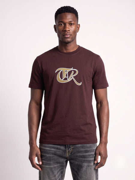 True Religion Burgudy Regular Fit Solid Pure Cotton Tshirt