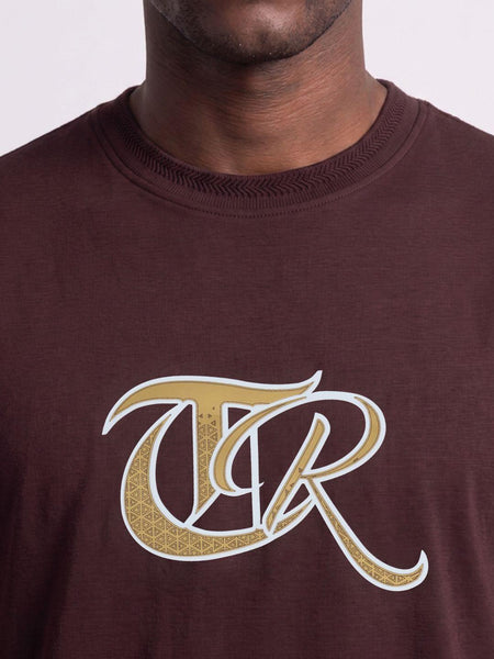 True Religion Burgudy Regular Fit Solid Pure Cotton Tshirt