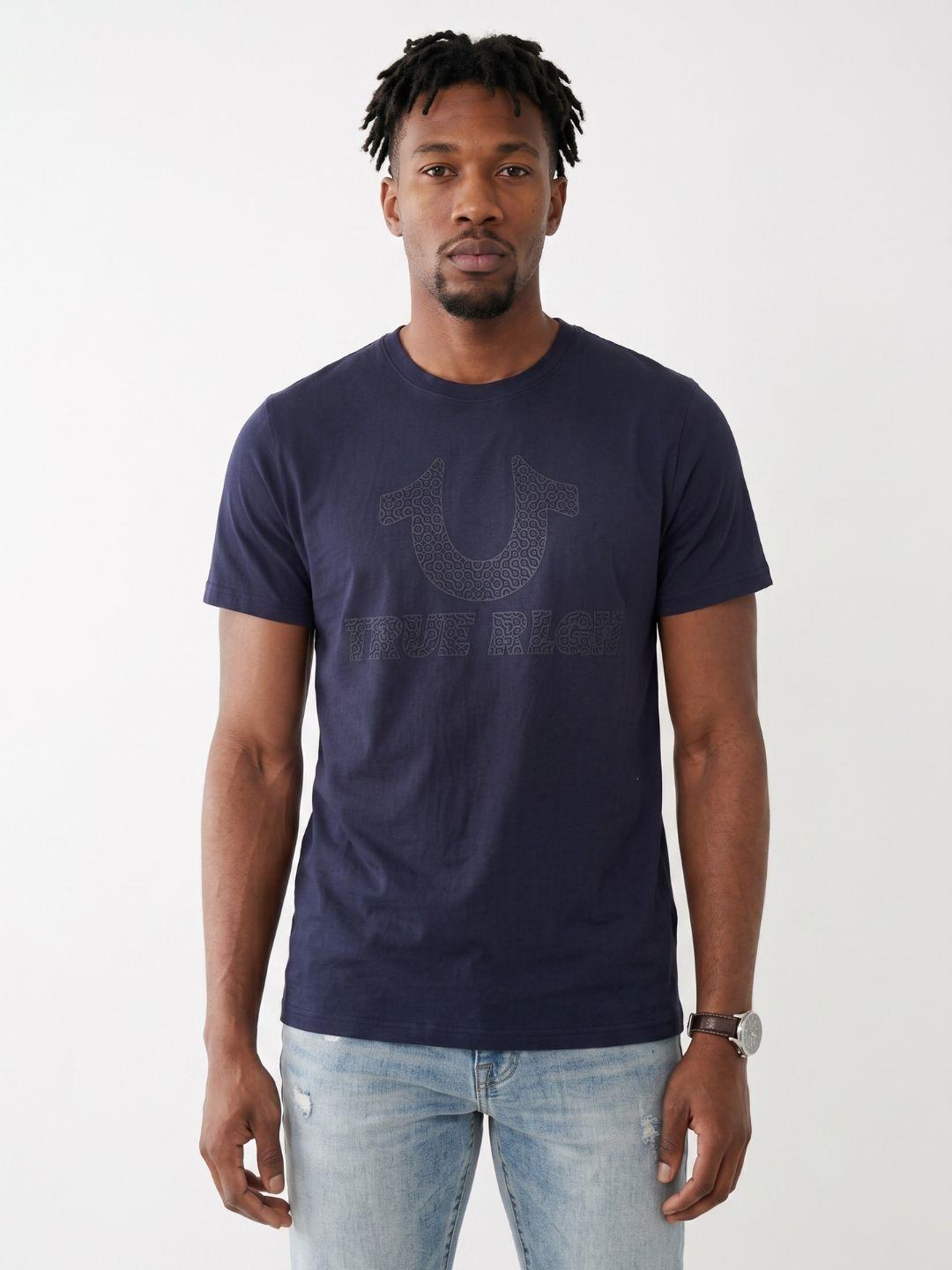 True Religion Men Dark Navy Regular Fit Graphic T-Shirt