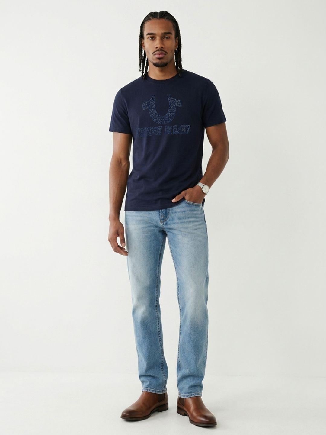 True Religion Men Dark Navy Regular Fit Graphic T-Shirt