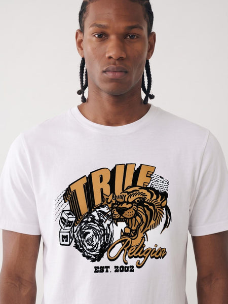 True Religion White Regular Fit Graphic Pure Cotton Tshirt
