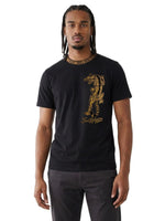 True Religion Men Black Regular Fit Graphic Pure Cotton Tshirt