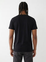 True Religion Men Black Regular Fit Graphic Pure Cotton Tshirt