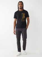 True Religion Men Black Regular Fit Graphic Pure Cotton Tshirt