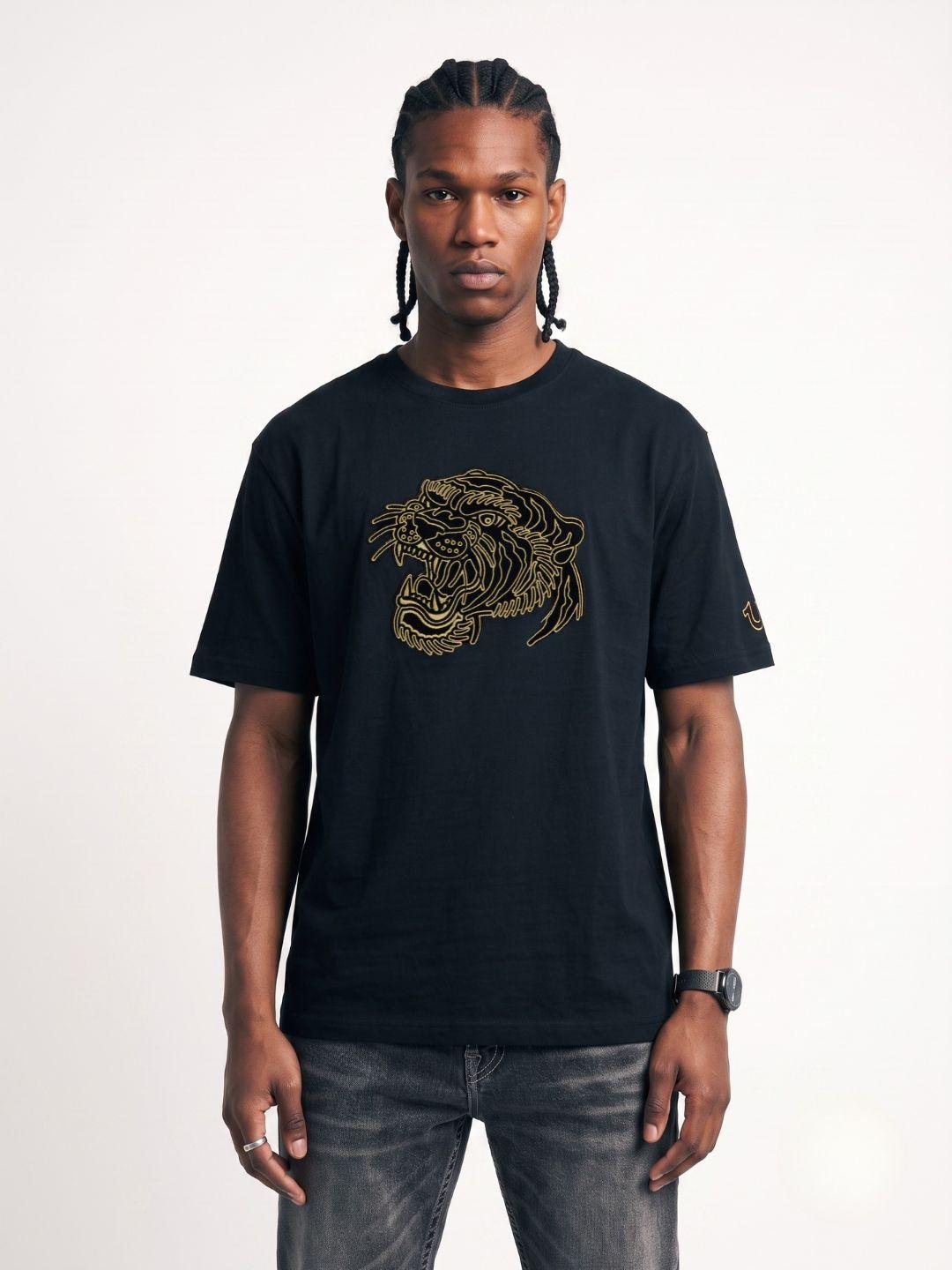Black boxy fit graphic pure cotton tshirt