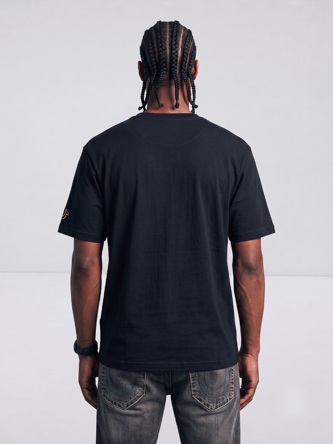 Black boxy fit graphic pure cotton tshirt