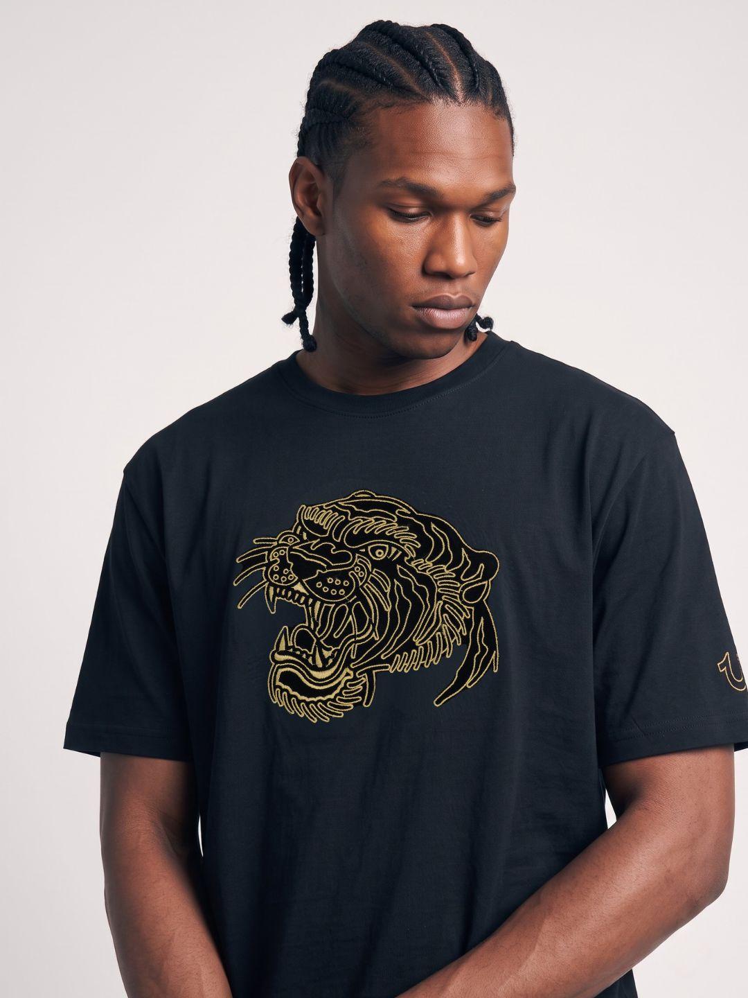 Black boxy fit graphic pure cotton tshirt