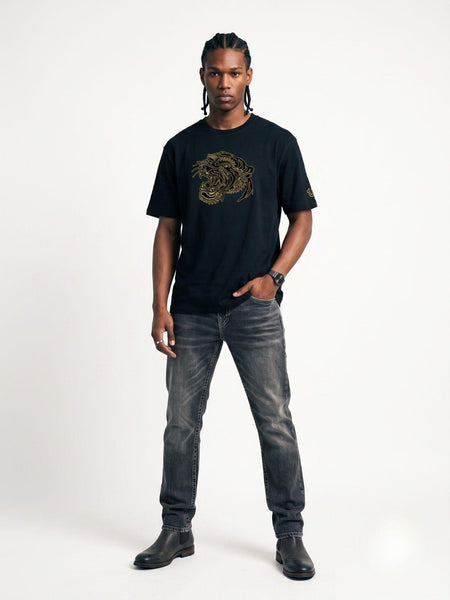True Religion Black Boxy Fit Graphic Pure Cotton Tshirt